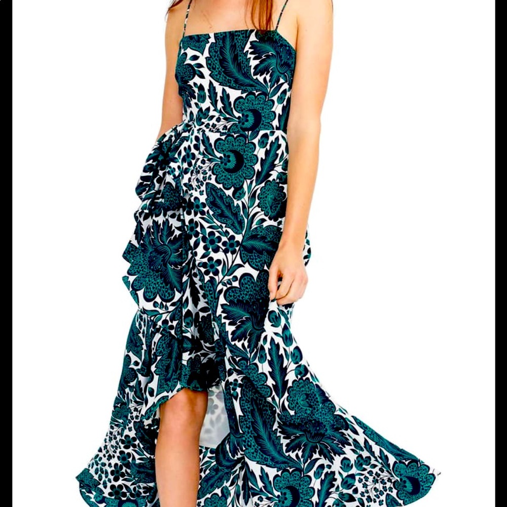 NWT J. Crew Ruffle High/Low Silk Floral Dress